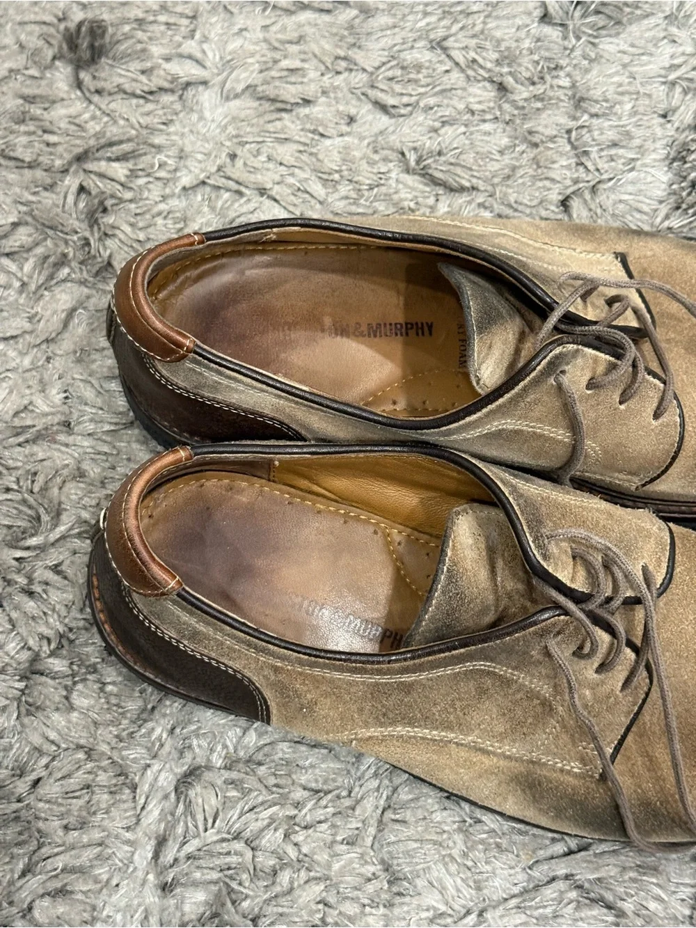 Johnston & Murphy Suade Tan Oxfords Plain Toe Memory Foam Men's Shoes